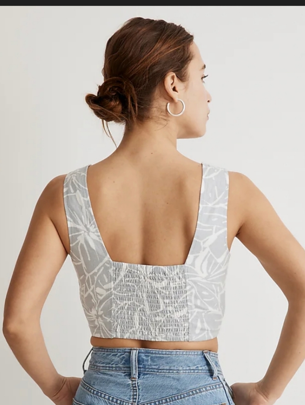 NWOT Madewell Womens Gwen Abstract Floral Linen Blend Supercrop Vest Top Size 10 - Picture 2 of 15